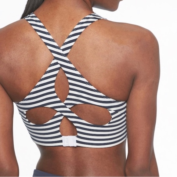 ATHLETA Navy and White Stripe Sports Bra. Size Small - Picture 2 of 5